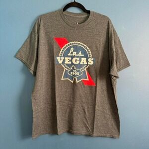 Las‎ Vegas T Shirt Men's Size XL Gray PBR Cotton Blend Crewneck Short Sleeve Tee